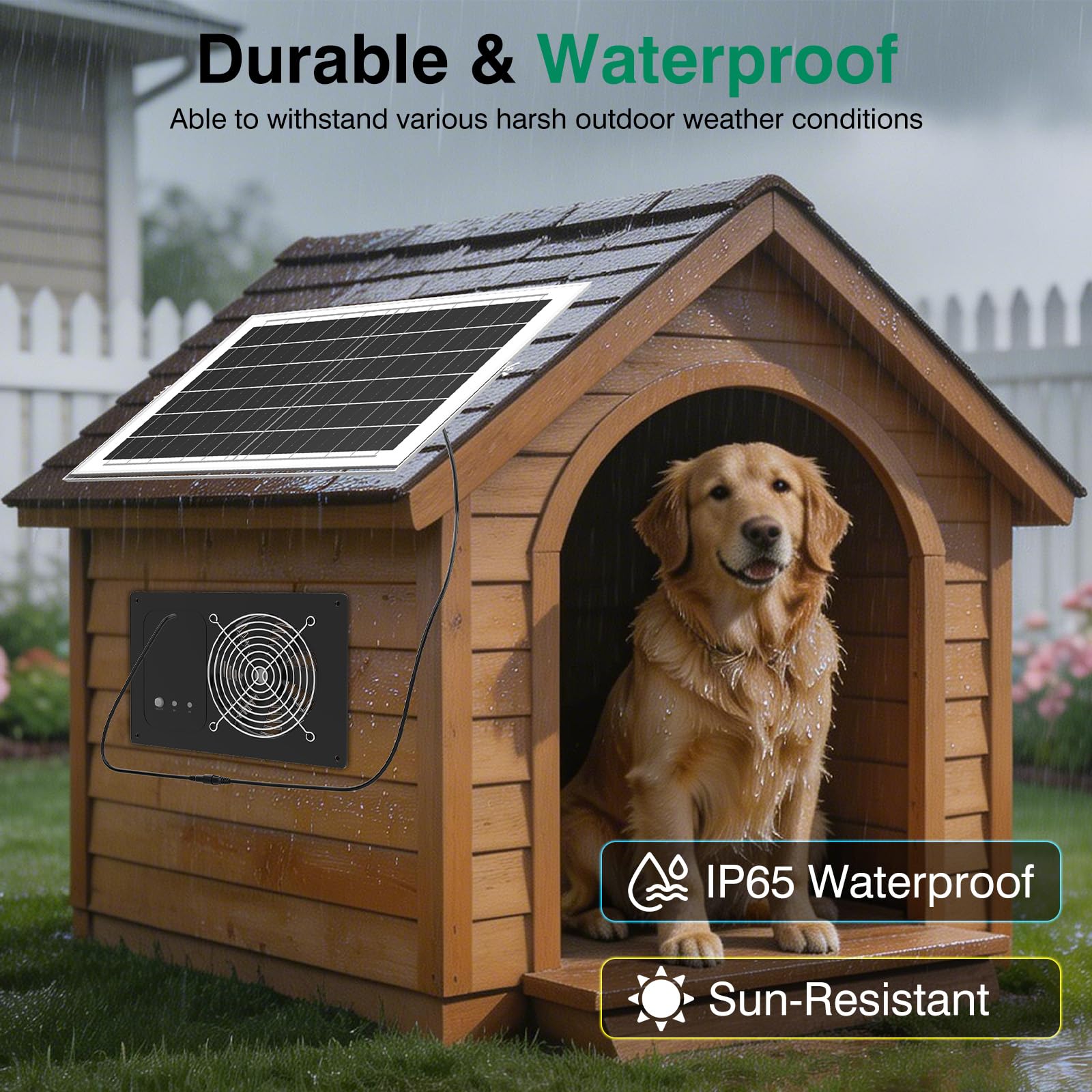 ANTEQI Solar Fan mounted in a greenhouse
