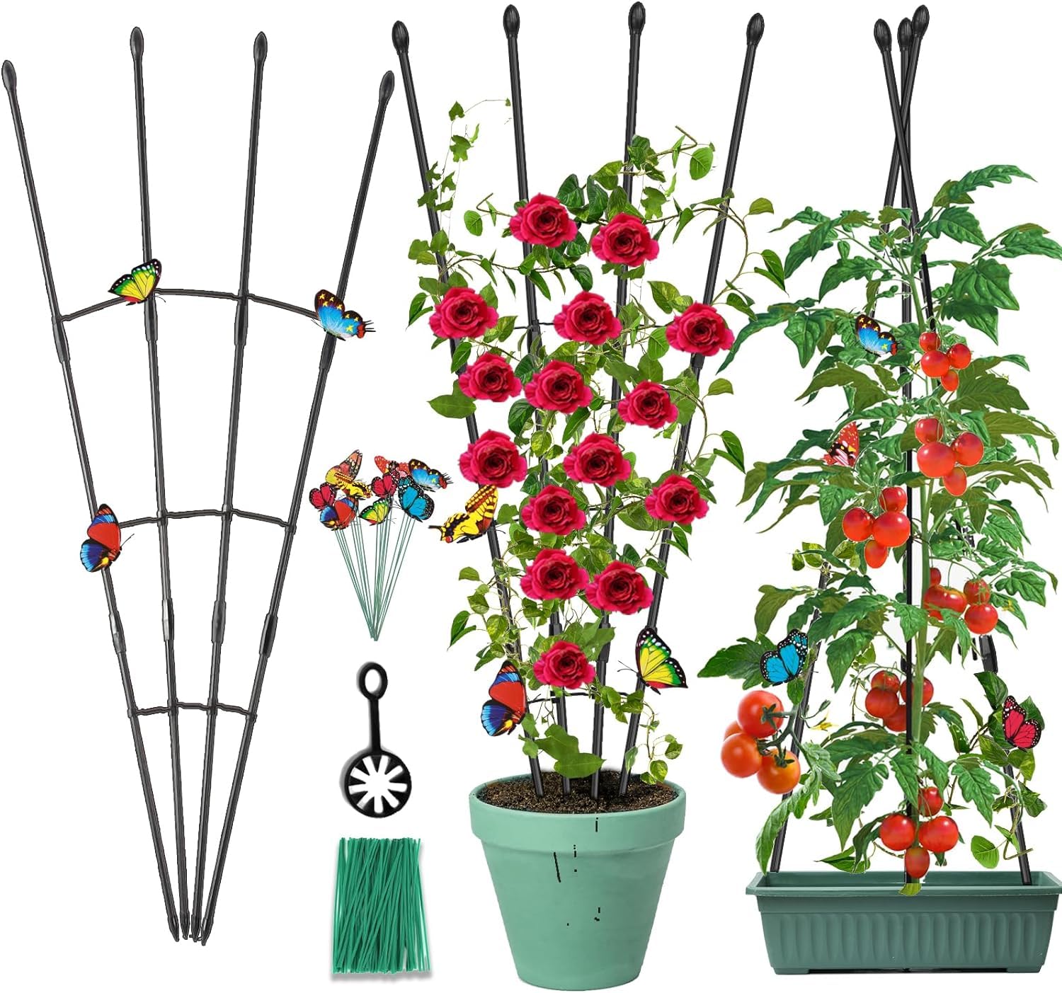 Antizz Garden Trellis 47in front view with colorful butterflies