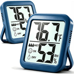 Antonki 2 Pack Indoor Hygrometer Thermometer front view with large LCD display