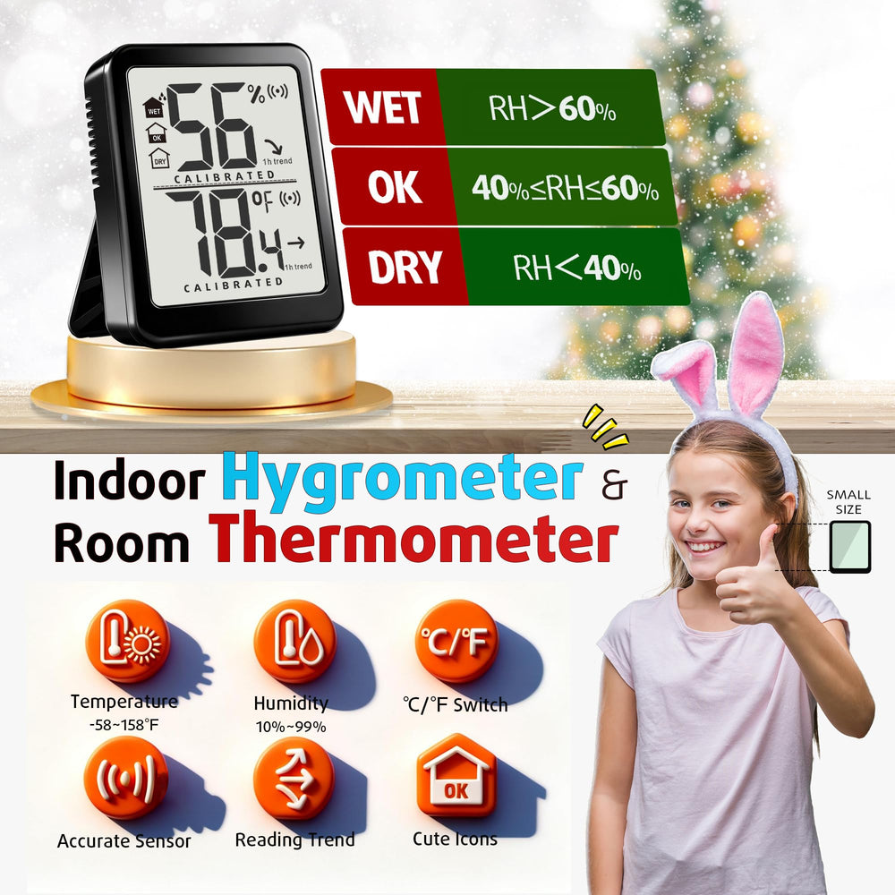 Antonki Digital Room Thermometer Hygrometer displaying temperature and humidity readings