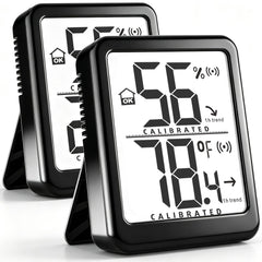 Antonki Digital Room Thermometer Hygrometer front view in black