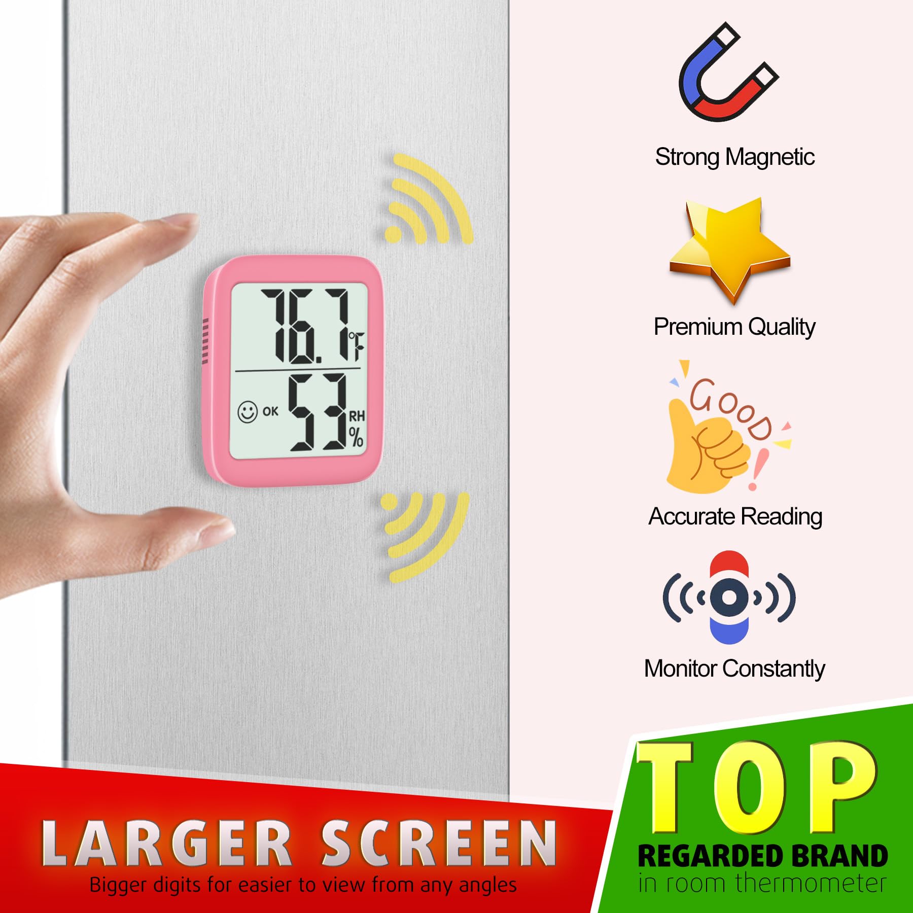 Antonki hygrometer thermometer with kickstand and magnets