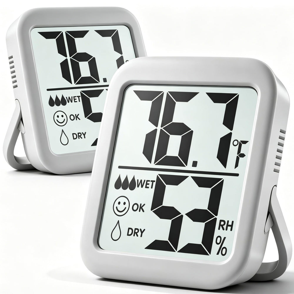 Antonki Room Hygro-Thermometer front view, Space Grey