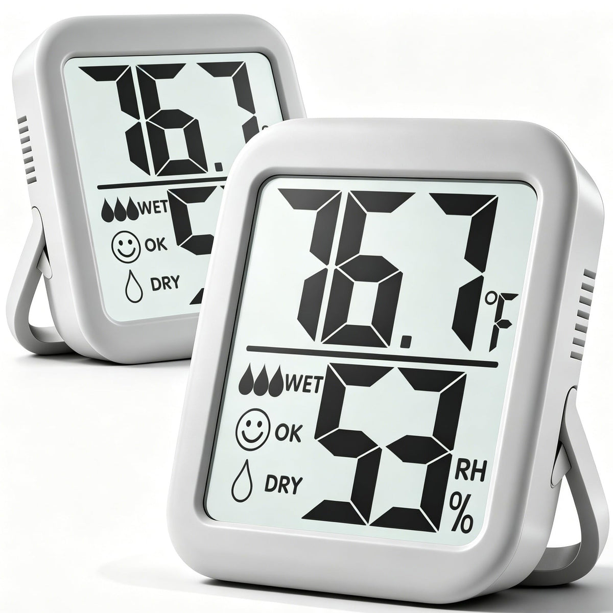 Antonki Room Hygro-Thermometer front view, Space Grey