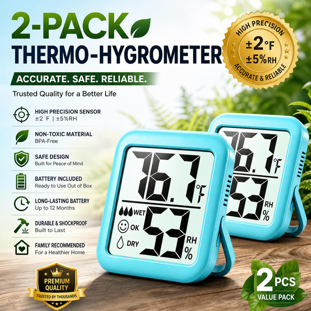 Antonki Room Hygro-Thermometer LCD screen displaying temperature