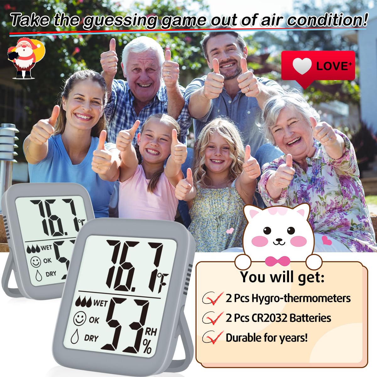 Antonki Room Hygro-Thermometer with kickstand for easy placement