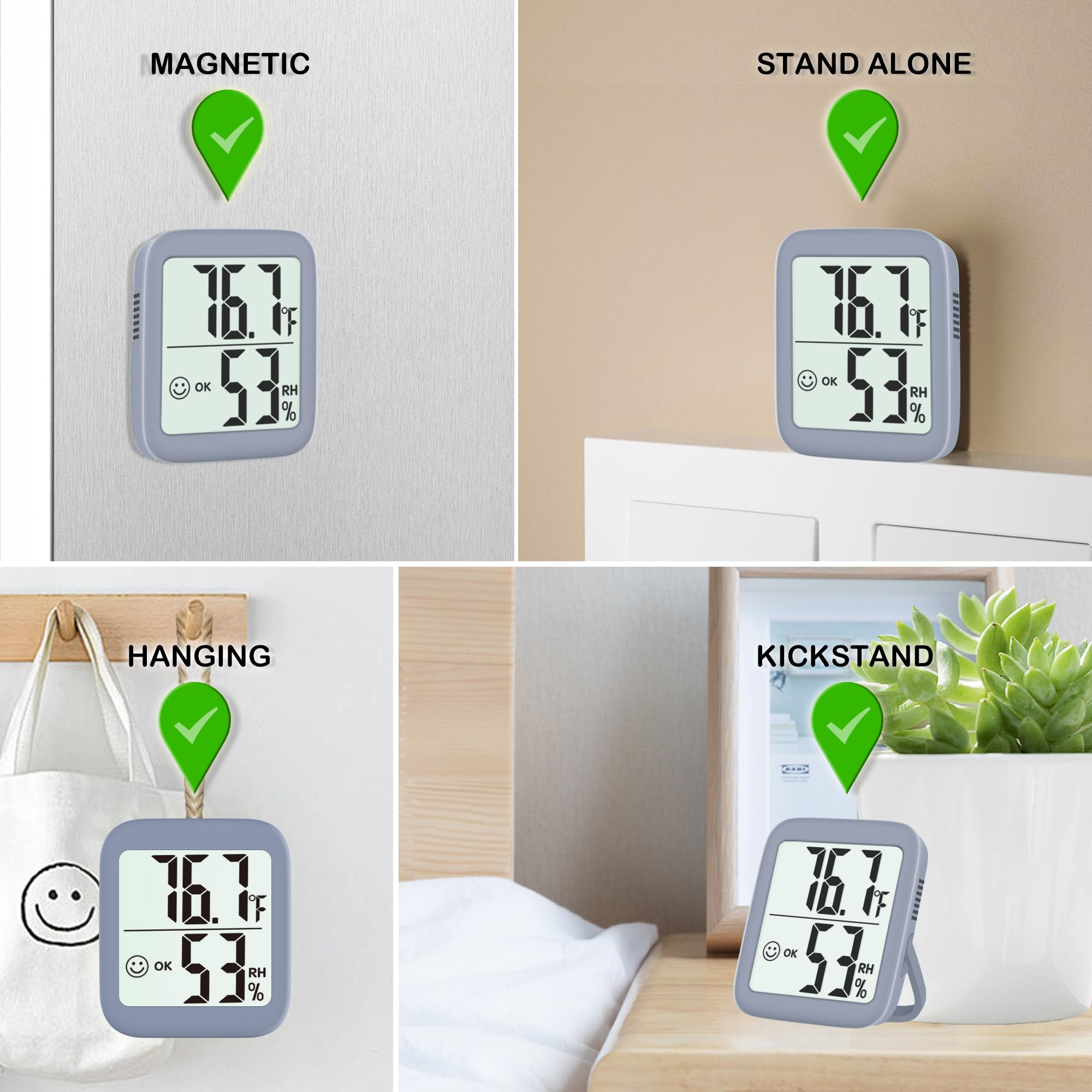 Antonki Room Hygro-Thermometer with user manual and battery