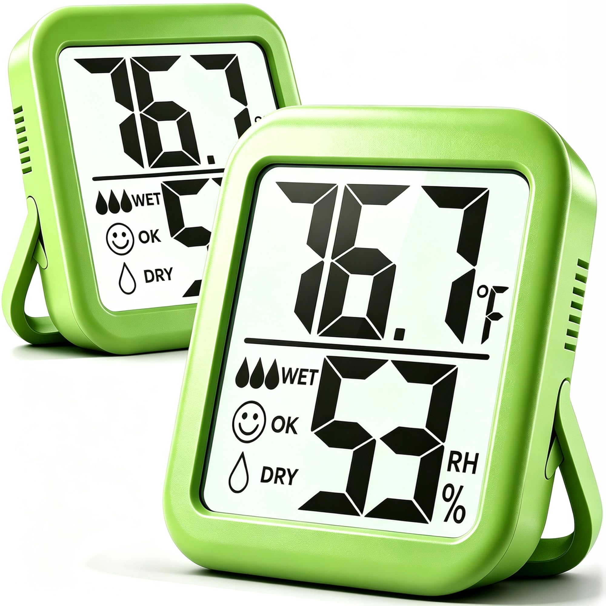 Antonki Room Thermometer Hygrometer front view in natural green