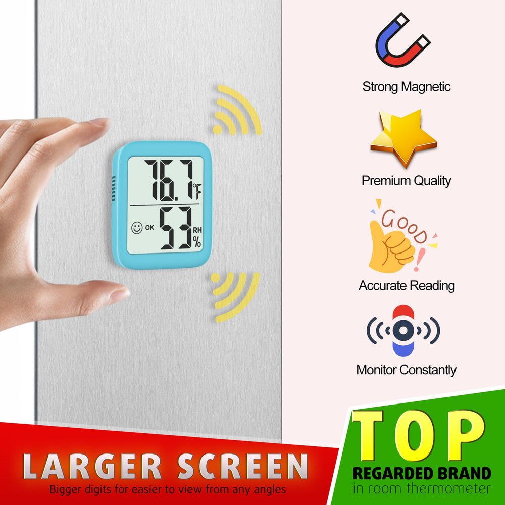 Antonki thermometer with kickstand and magnets on a bedside table