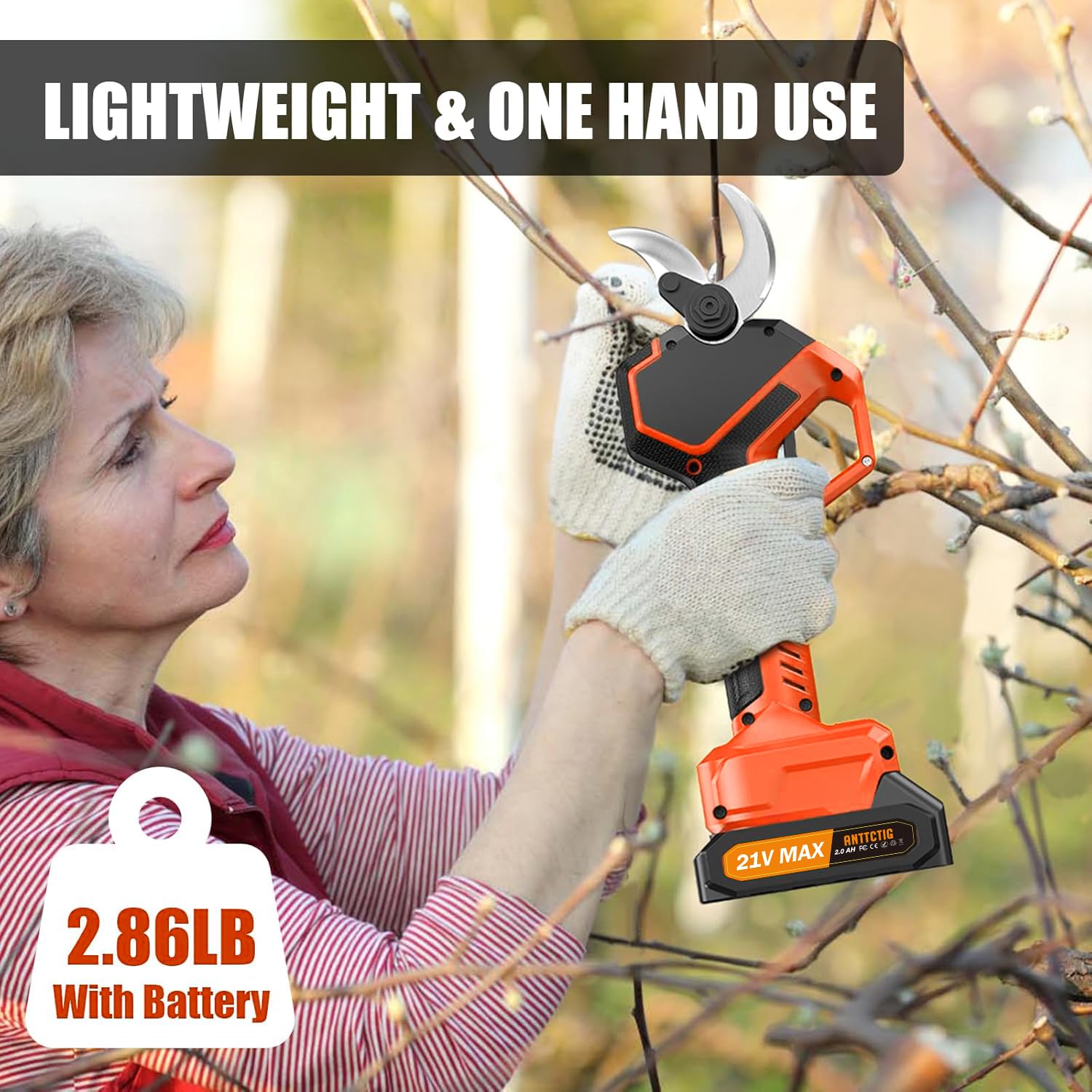 Anttctig Electric Pruning Shears showing SK7 blades for efficient cutting