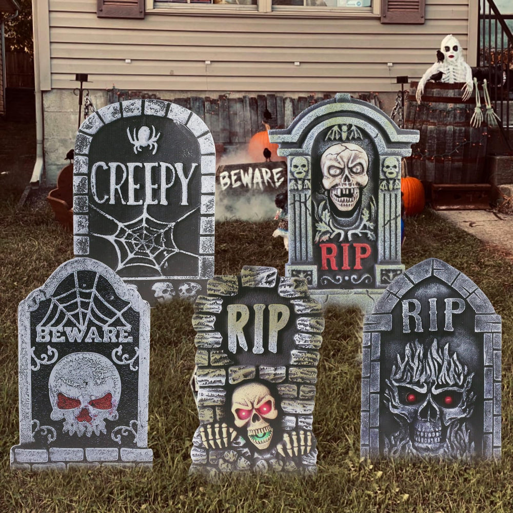 ANYGIFT tombstone with metal pole in a garden