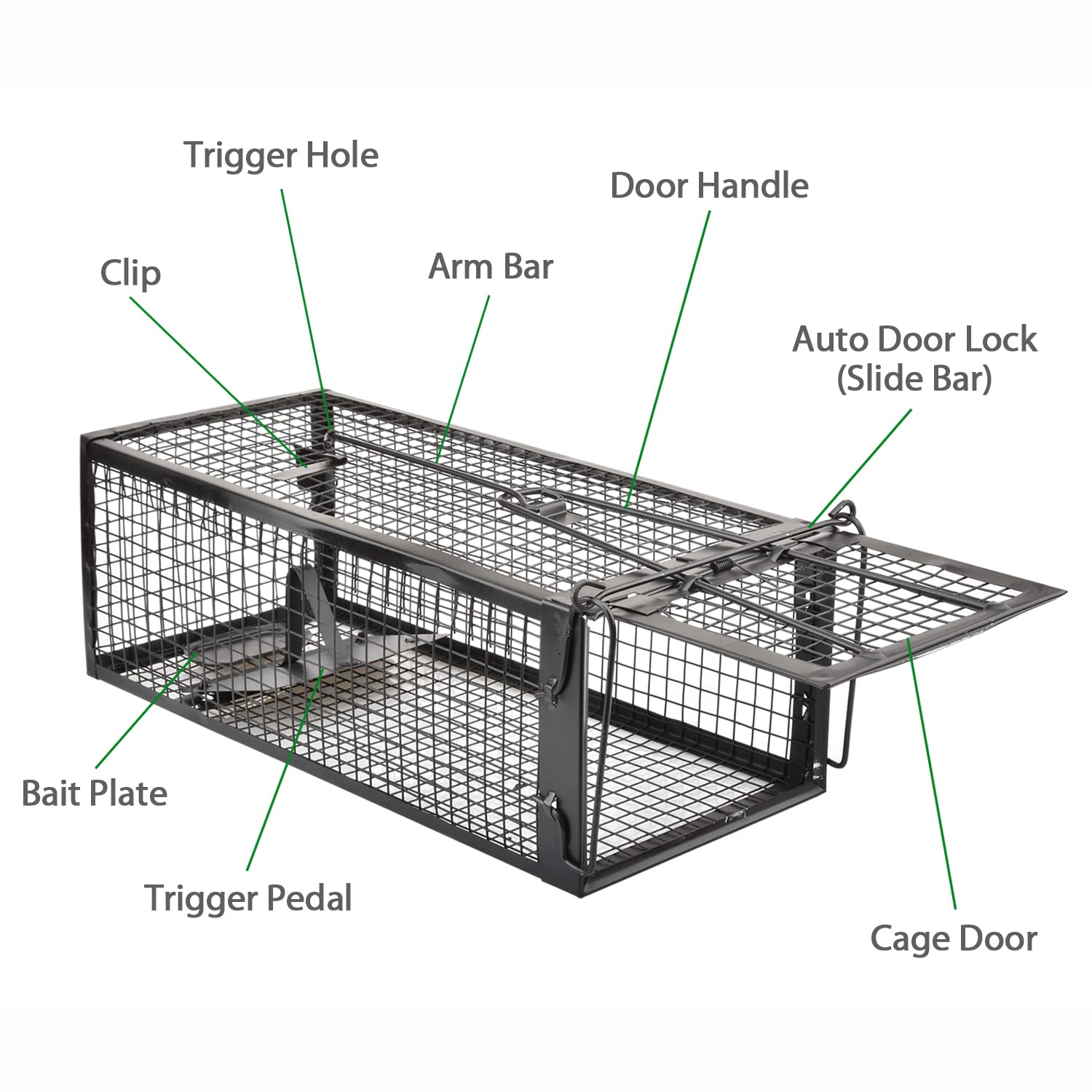 Anyhall humane mouse trap showing the larger trigger pedal