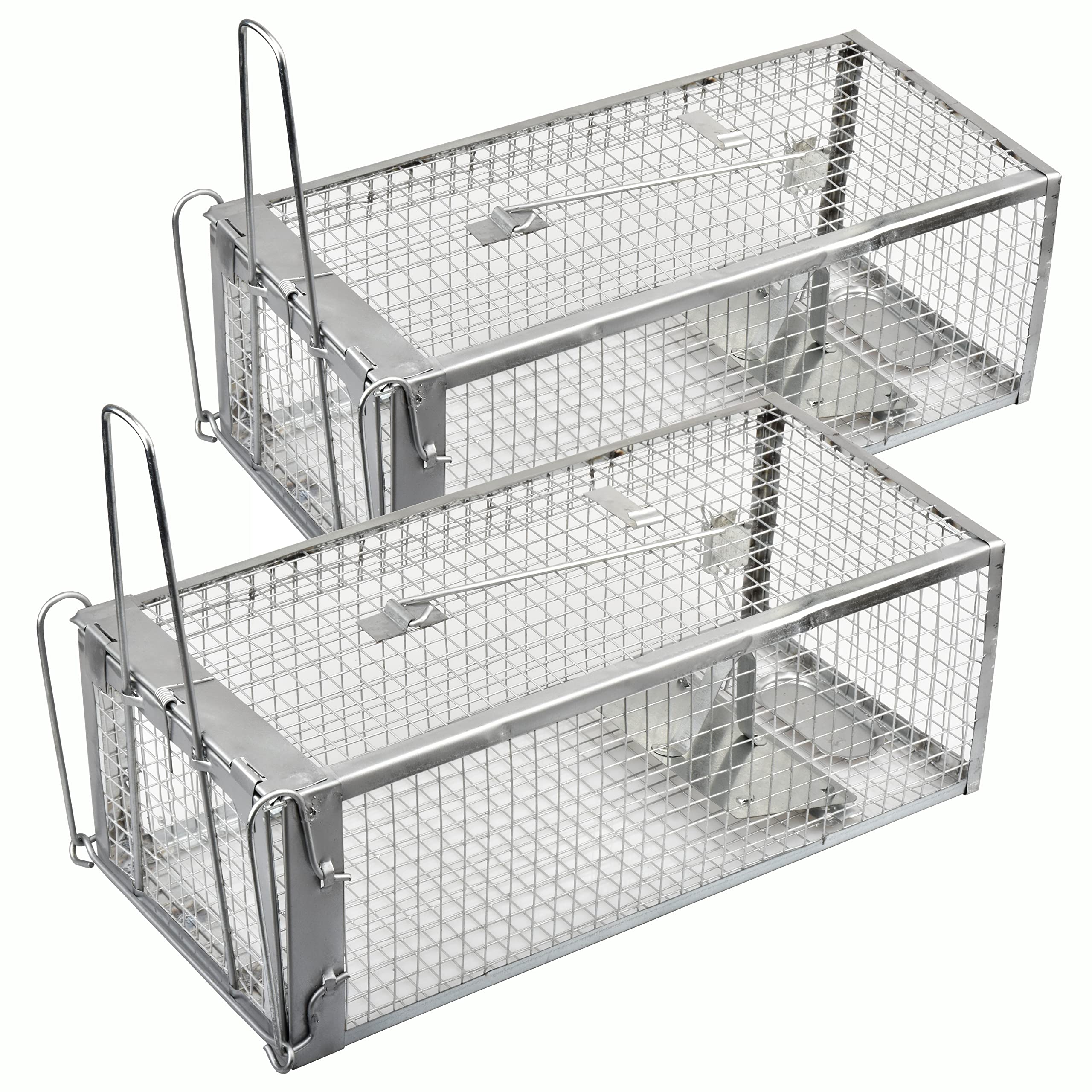 Anyhall live chipmunk trap front view, silver iron material.