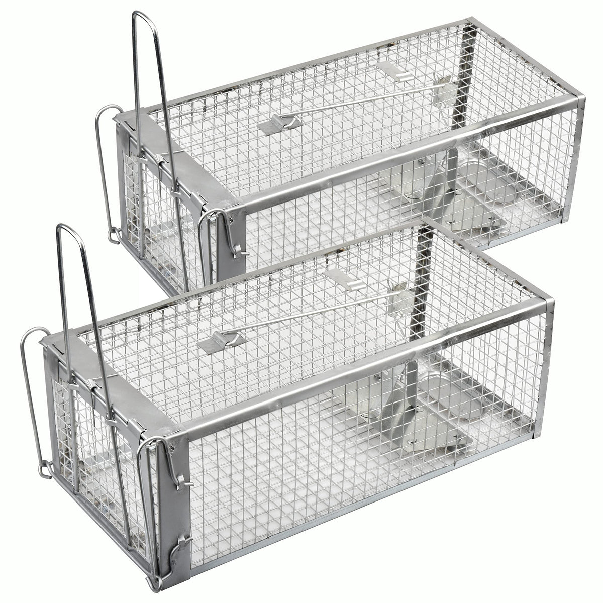 Anyhall live chipmunk trap front view, silver iron material.