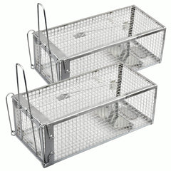 Anyhall live chipmunk trap front view, silver iron material.