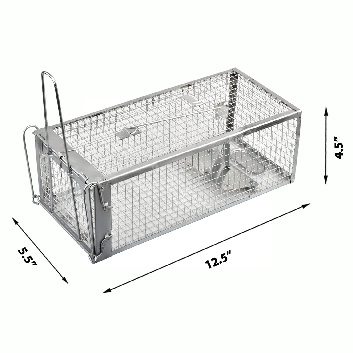 Anyhall live chipmunk trap side view with trigger pedal.