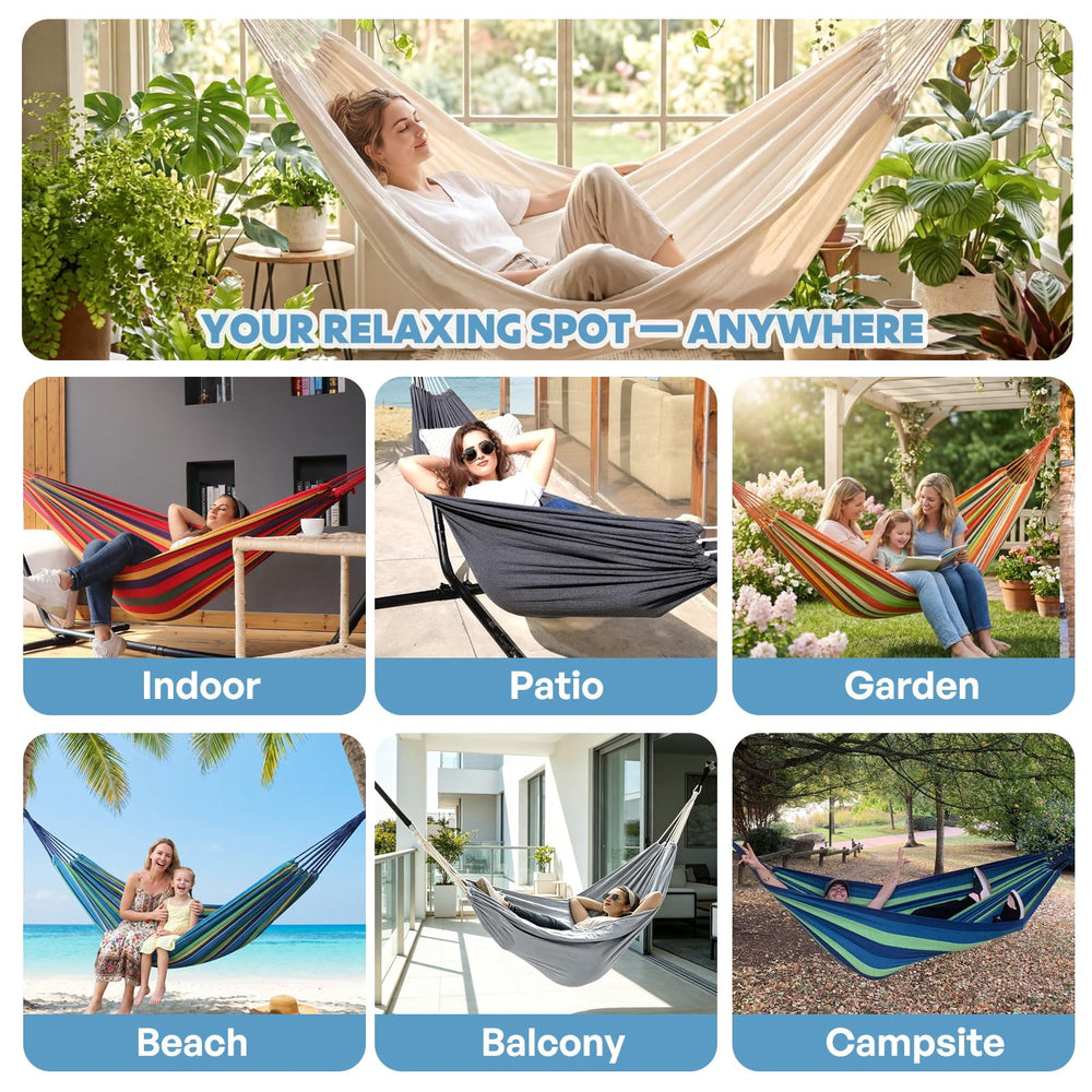 ANYOO Camping Hammock in use at a campsite