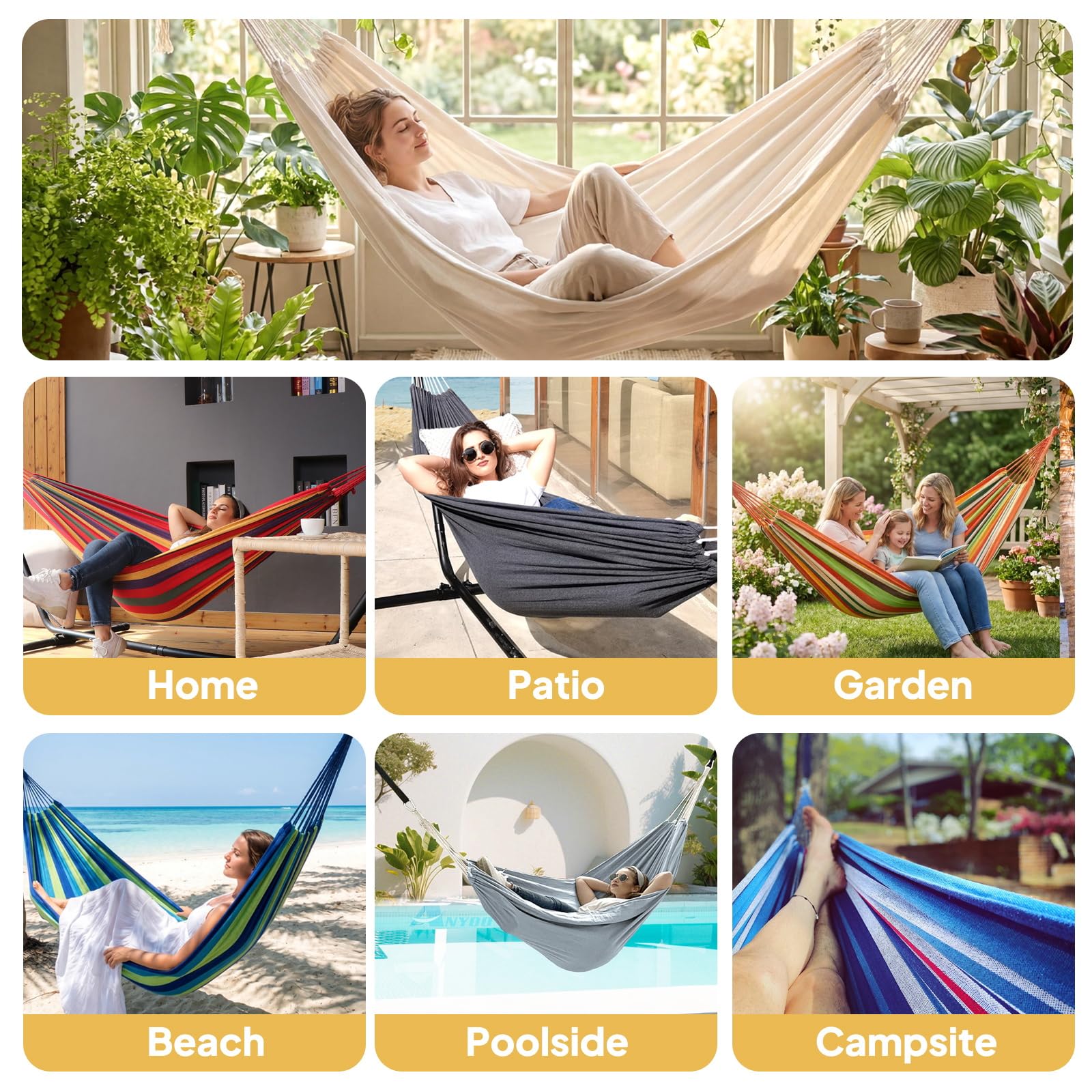 ANYOO hammock with metal D-rings and straps