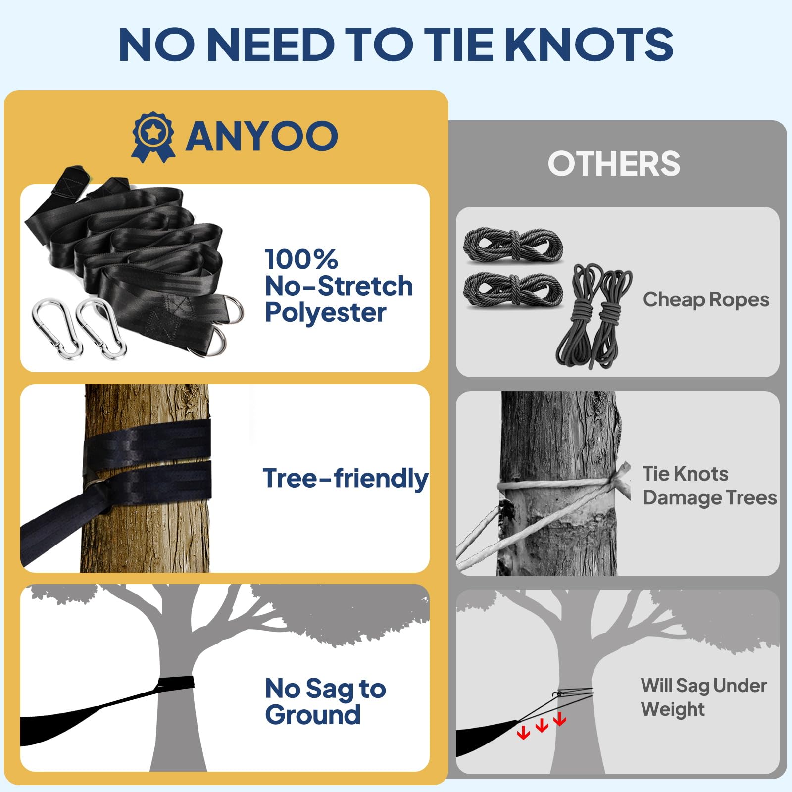 ANYOO Portable Cotton Camping Hammock folded in a compact storage bag