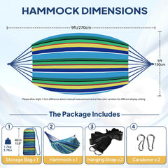 ANYOO Portable Cotton Camping Hammock with heavy-duty straps and carabiners