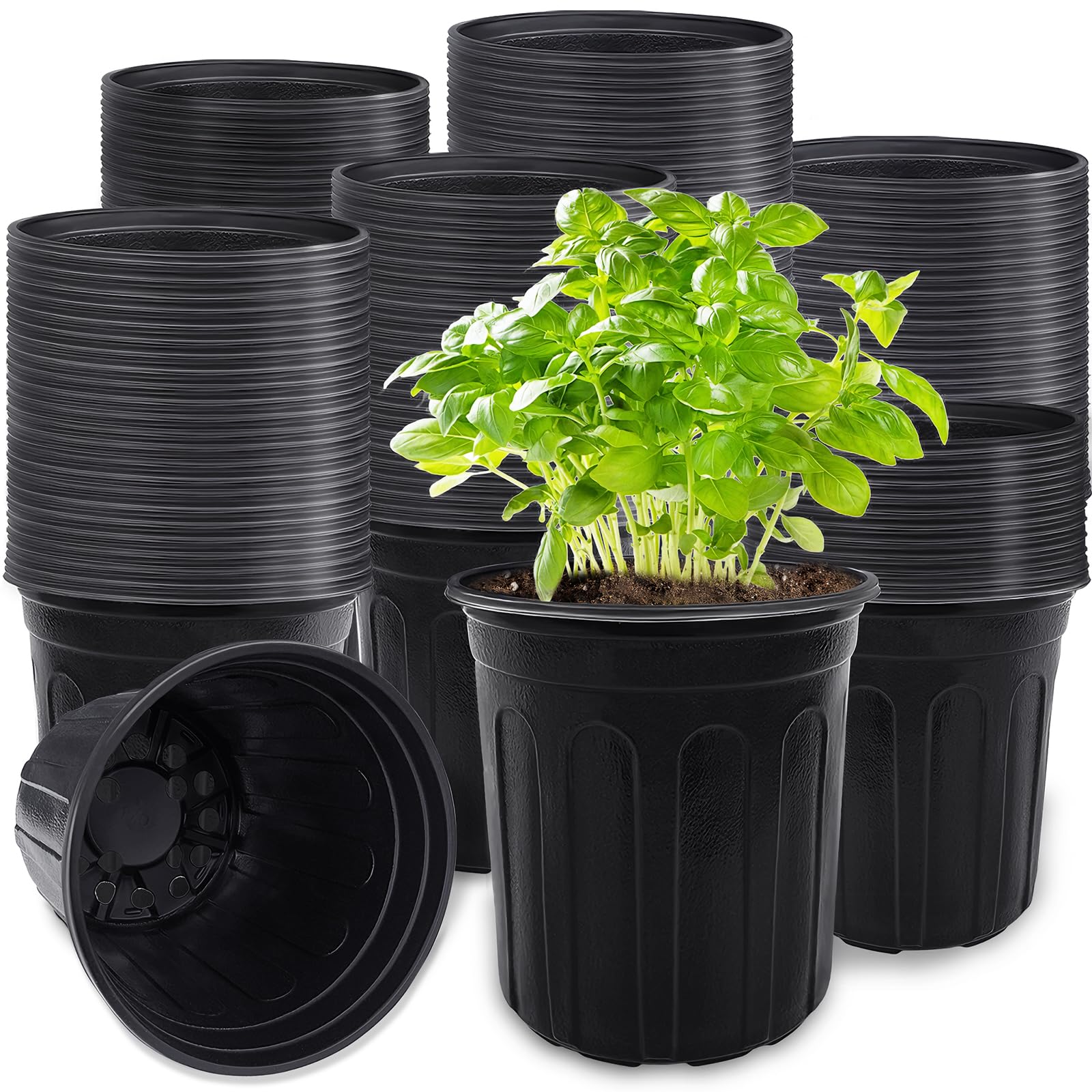 Anyumocz 120 Pcs 1 Gallon Plant Nursery Pots, Black