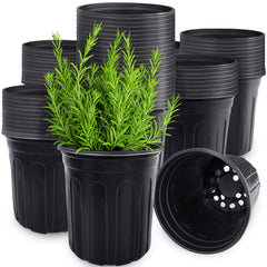 Anyumocz 60 pcs black 1-gallon nursery pots front view
