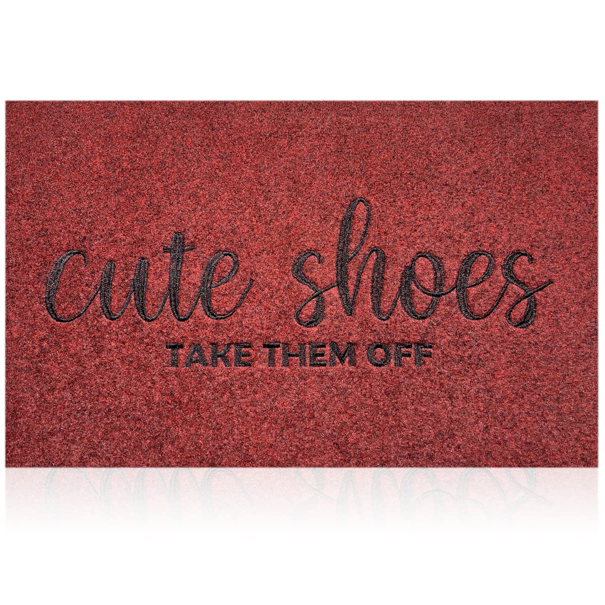 AOAOPQ Cute Shoes Take Them Off Doormat front view in red
