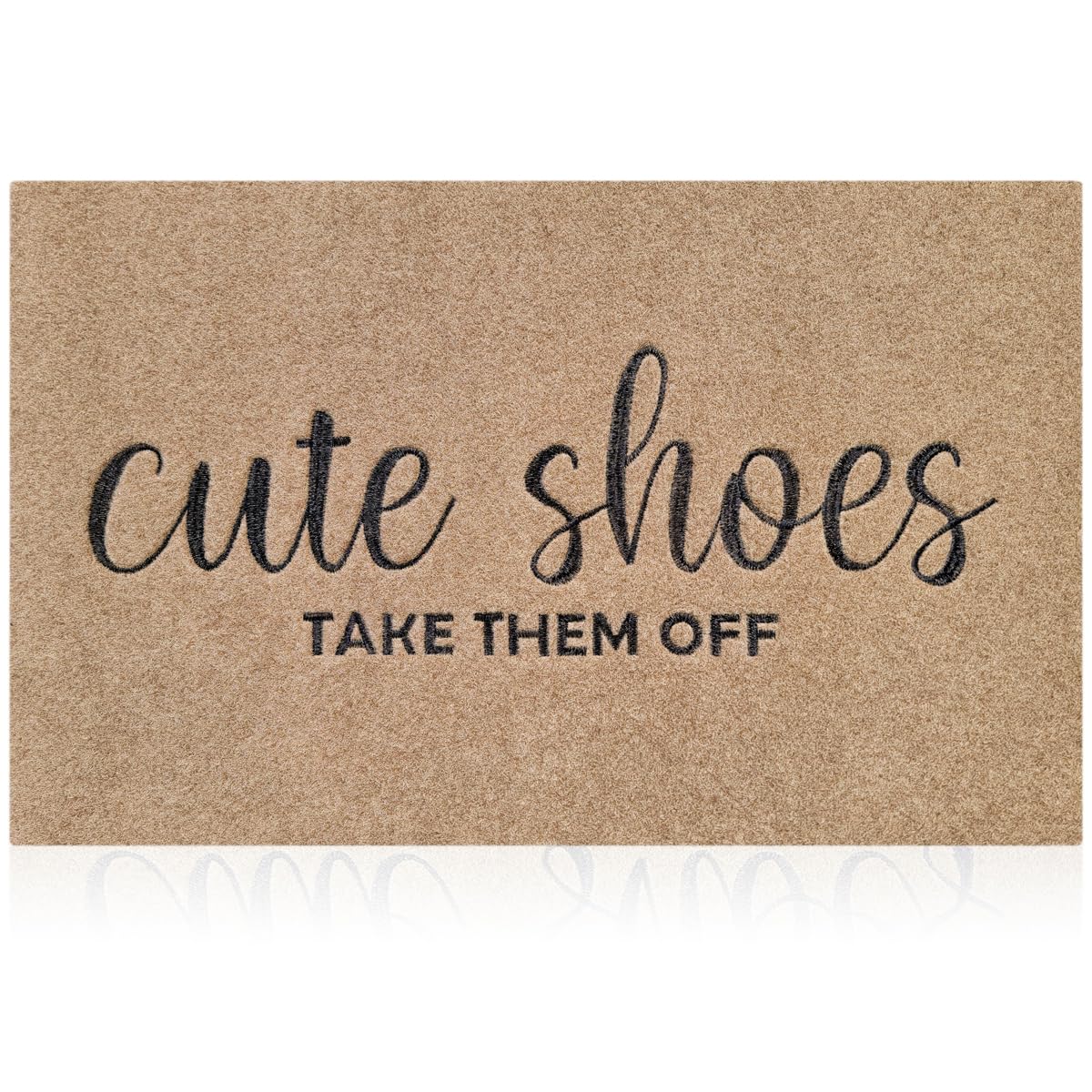 AOAOPQ Funny Welcome Mat front view, brown with embroidery