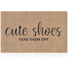 AOAOPQ Funny Welcome Mat front view, brown with embroidery