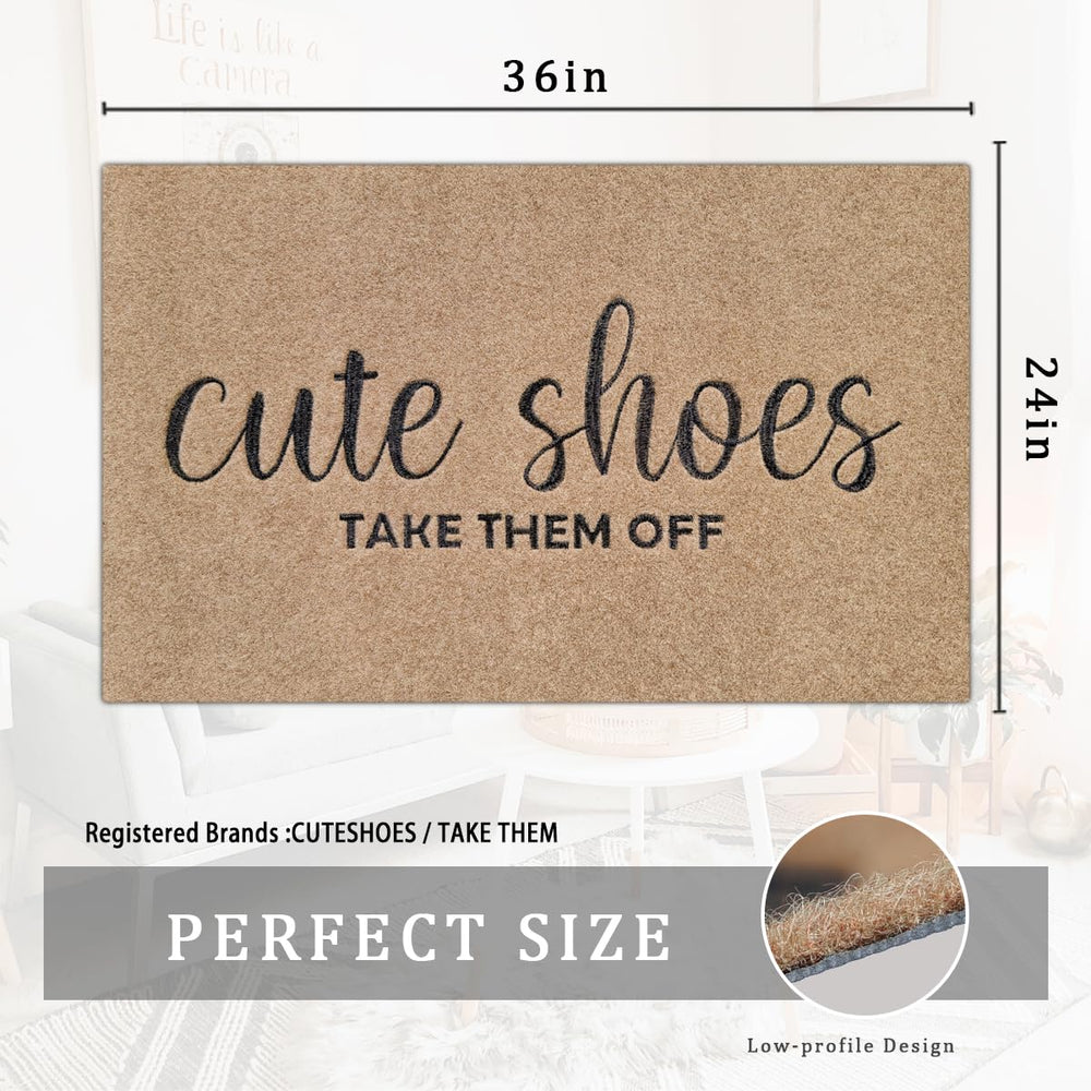 AOAOPQ Funny Welcome Mat showing non-slip backing