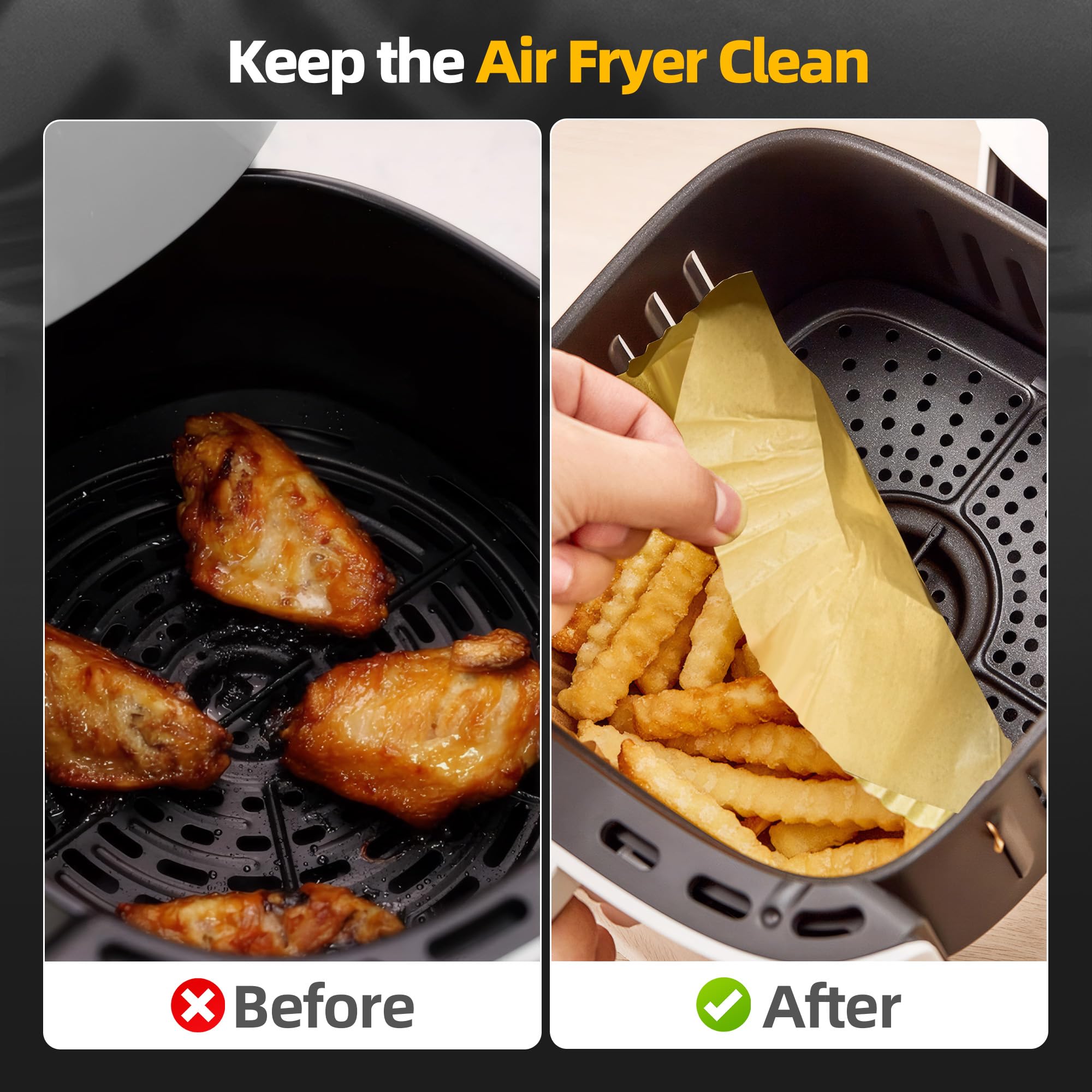AODPWEN Air Fryer Liners close-up showing non-stick surface