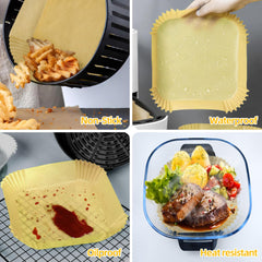AODPWEN Air Fryer Liners in use with food inside air fryer