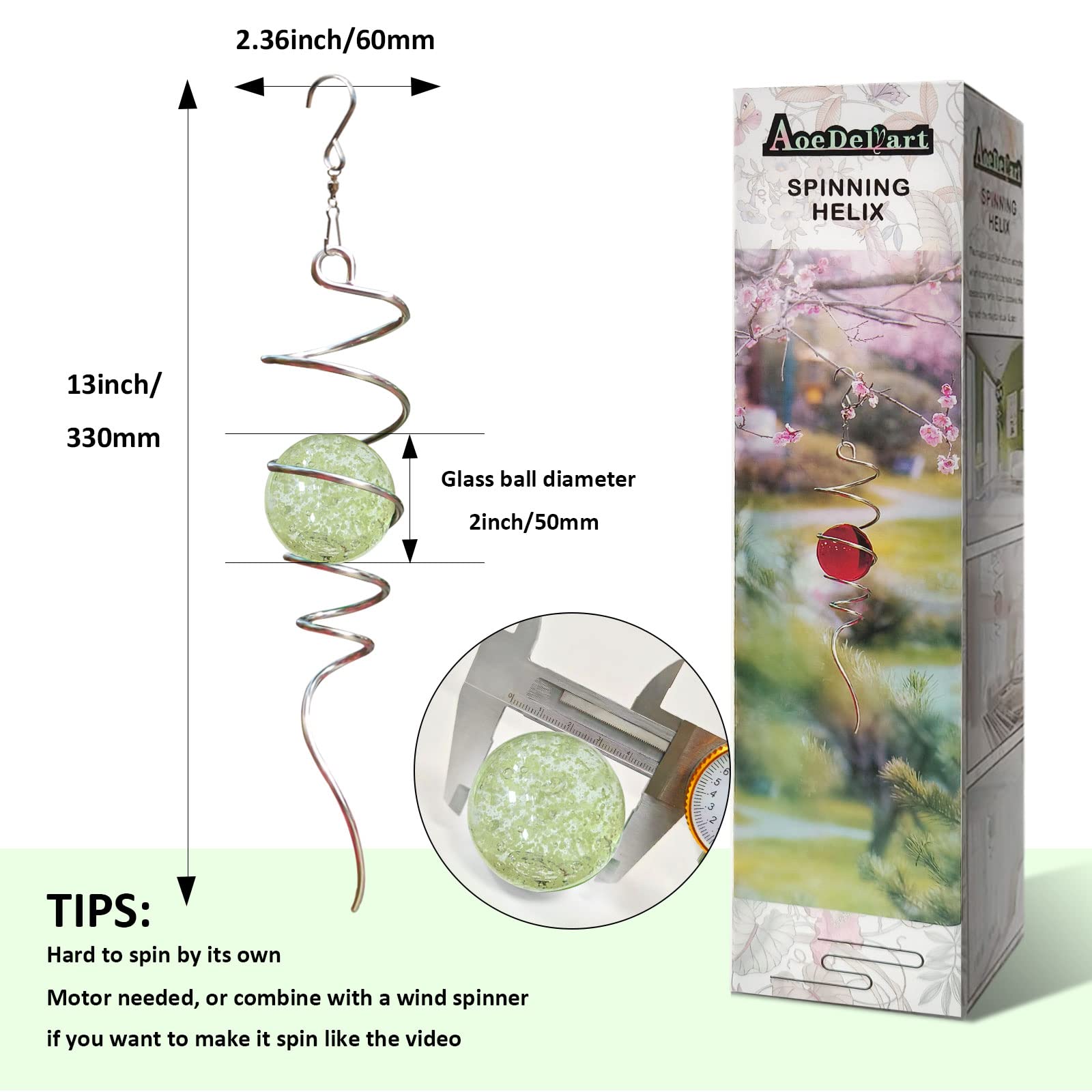 Aoedelyart wind spinner stabilizer with silver spiral tail