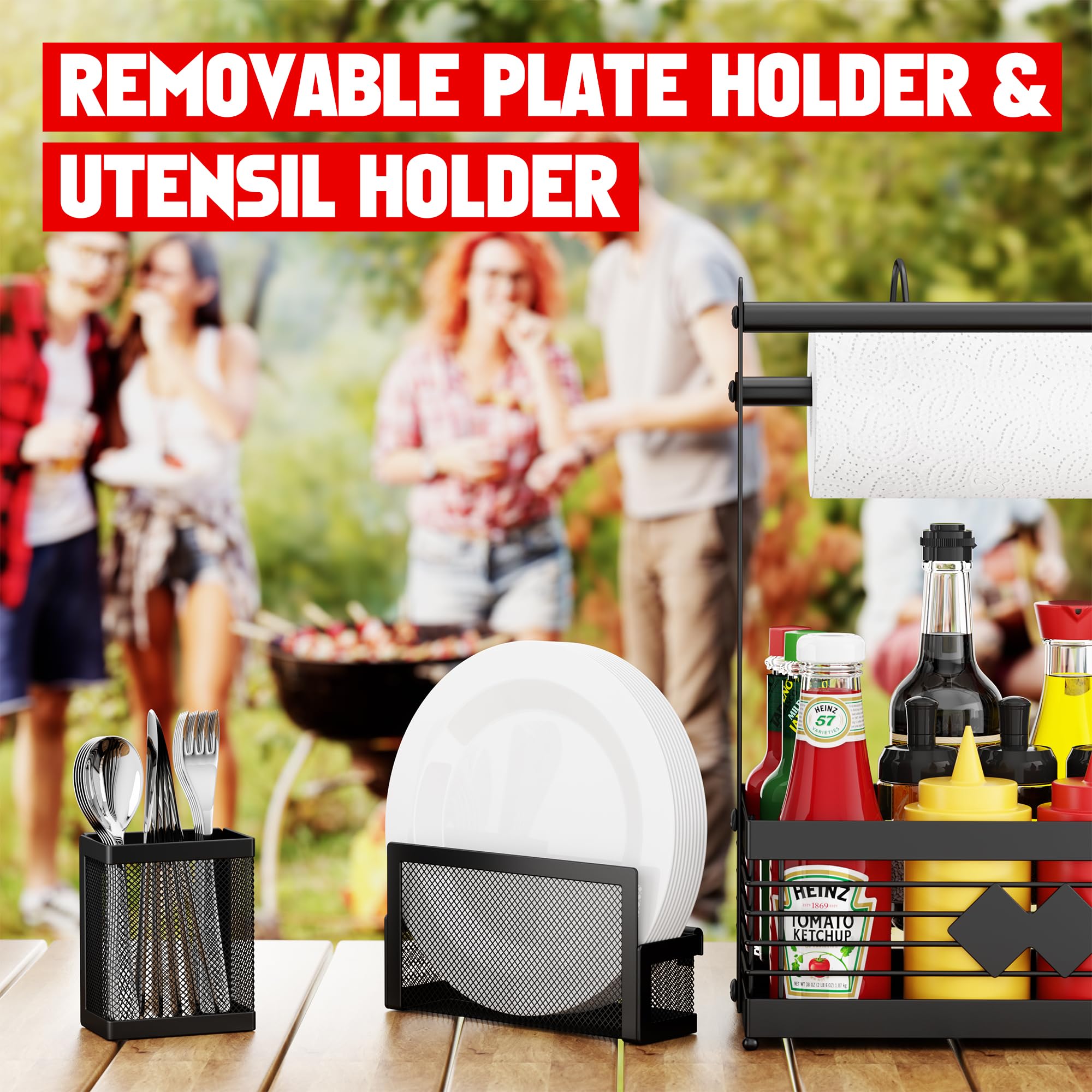 Aofmee Grill Caddy side view highlighting sturdy handle