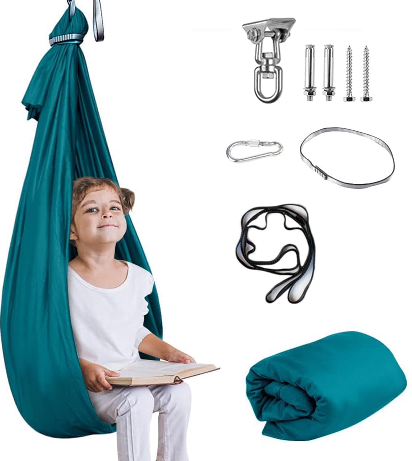 Aokitec Sensory Swing for Kids & Adults in Cyanic, front view