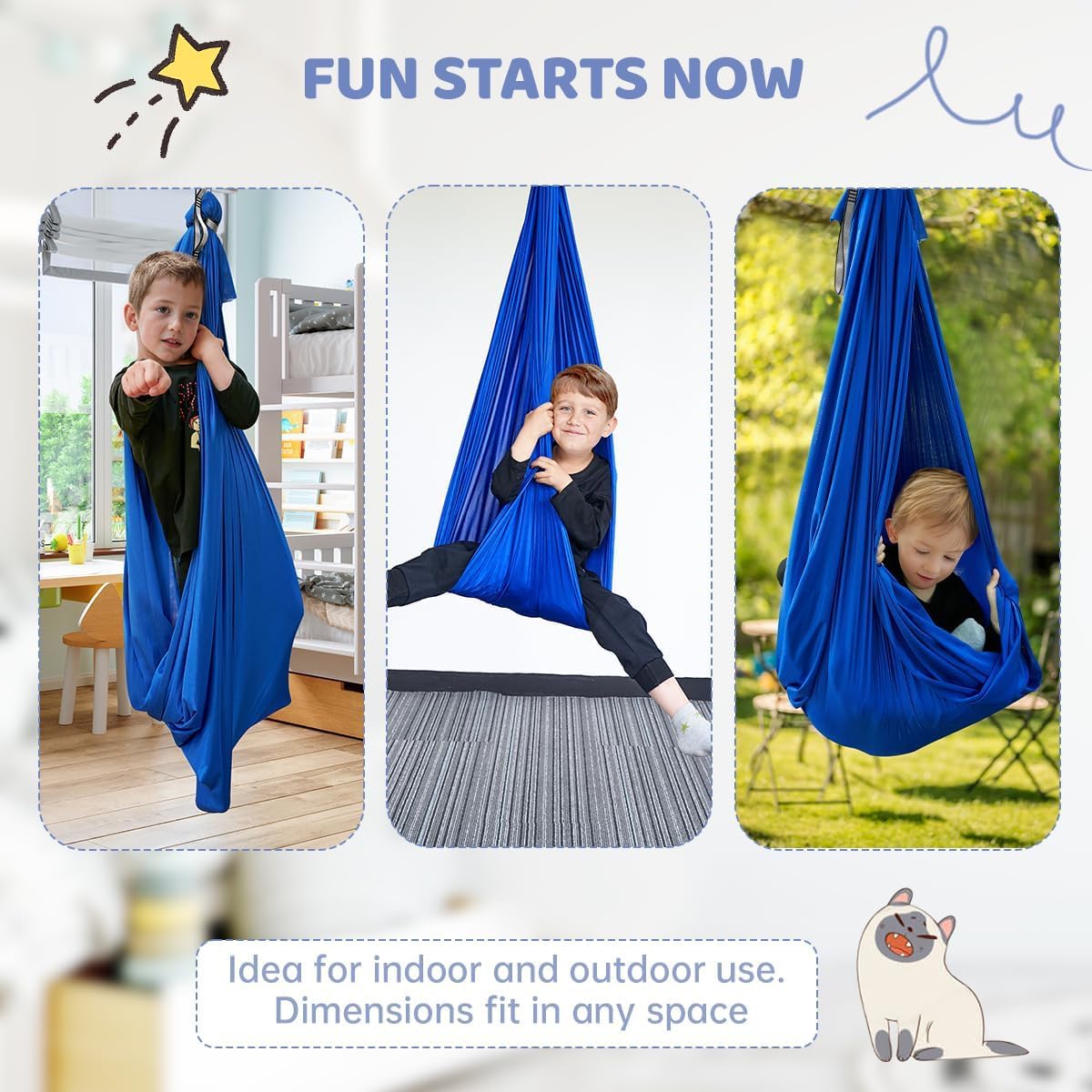 Aokitec Sensory Swing hanging in a child's bedroom