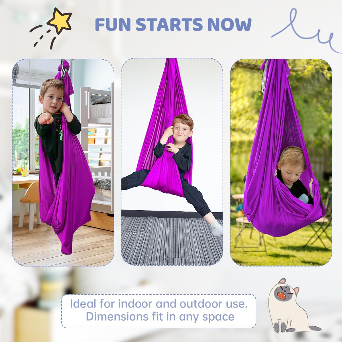 Aokitec Sensory Swing set up in a garden space