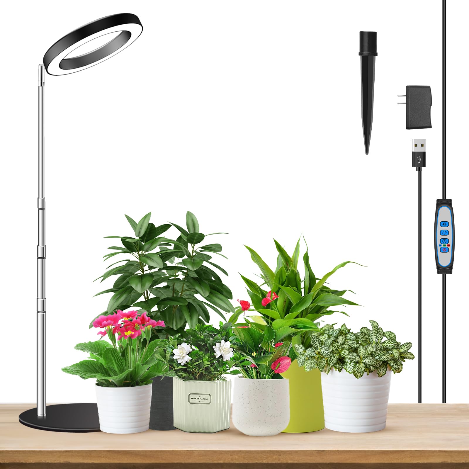 Aokrean 6.3in Grow Light with adjustable pole and black design