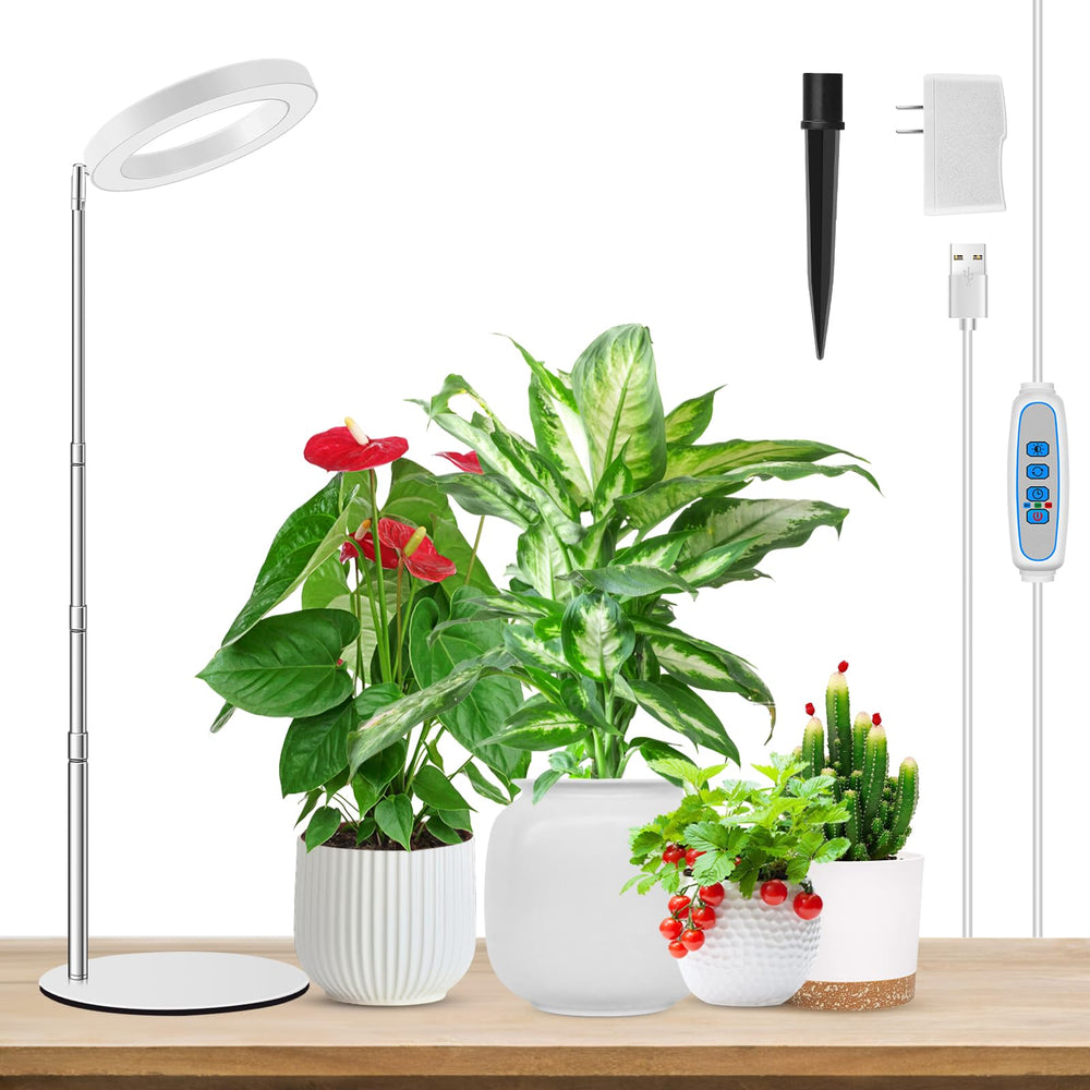 Aokrean Halo Grow Light 6.3in front view with adjustable pole