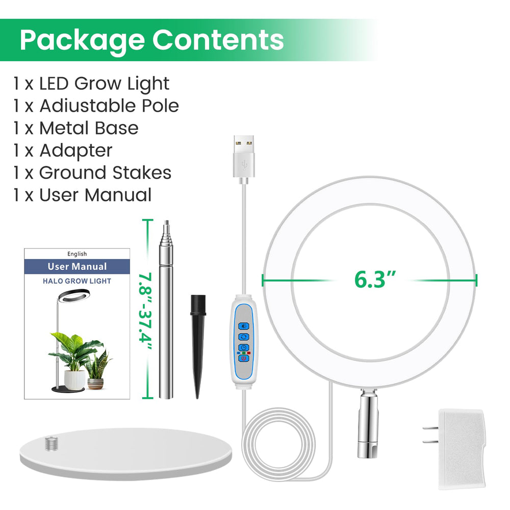 Aokrean Halo Grow Light installation options: table and soil