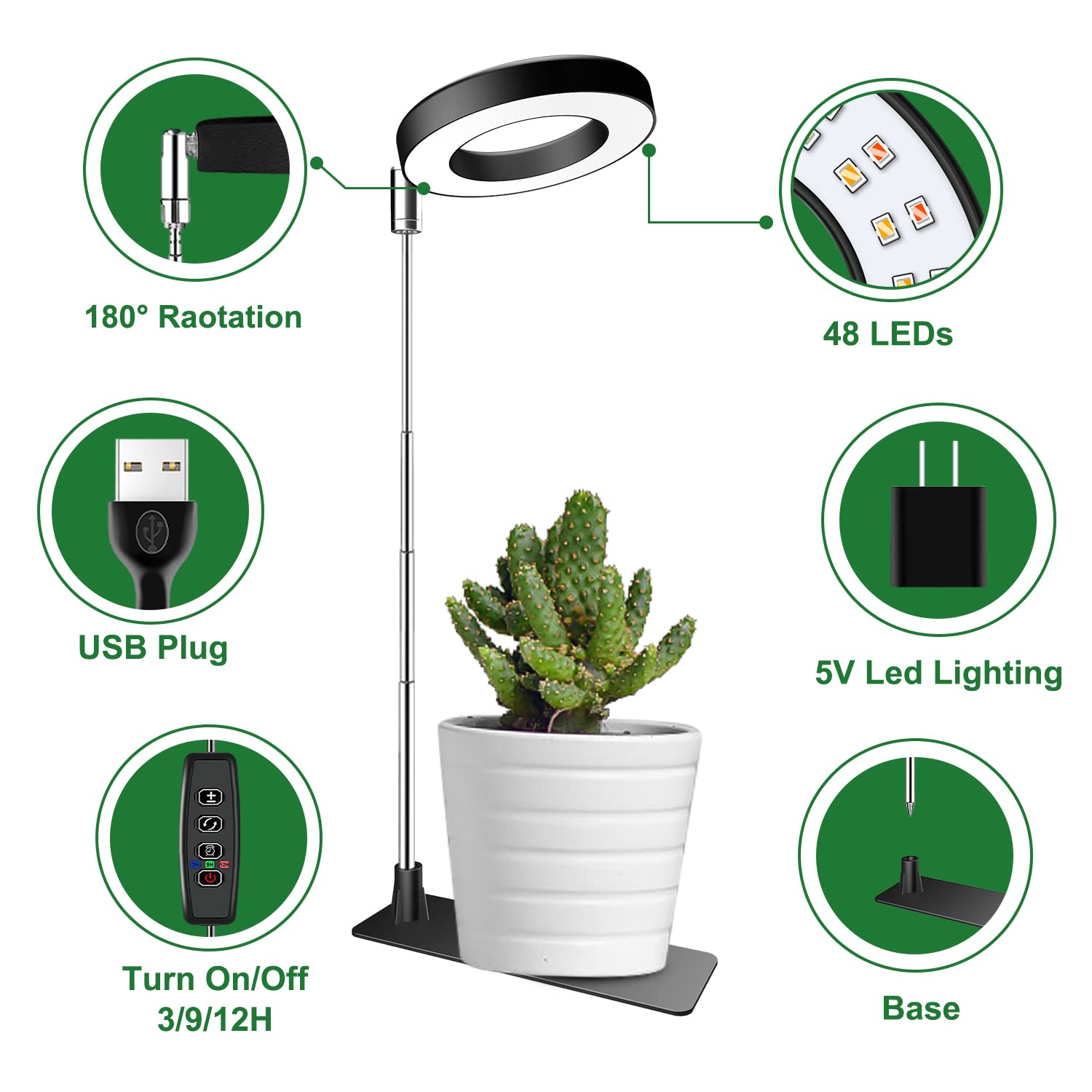 Aokrean Halo Grow Light set against indoor plants