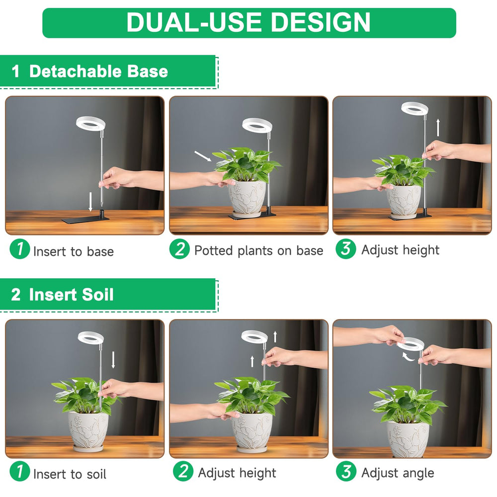 Aokrean Halo Grow Light setup showing installation in plant pot