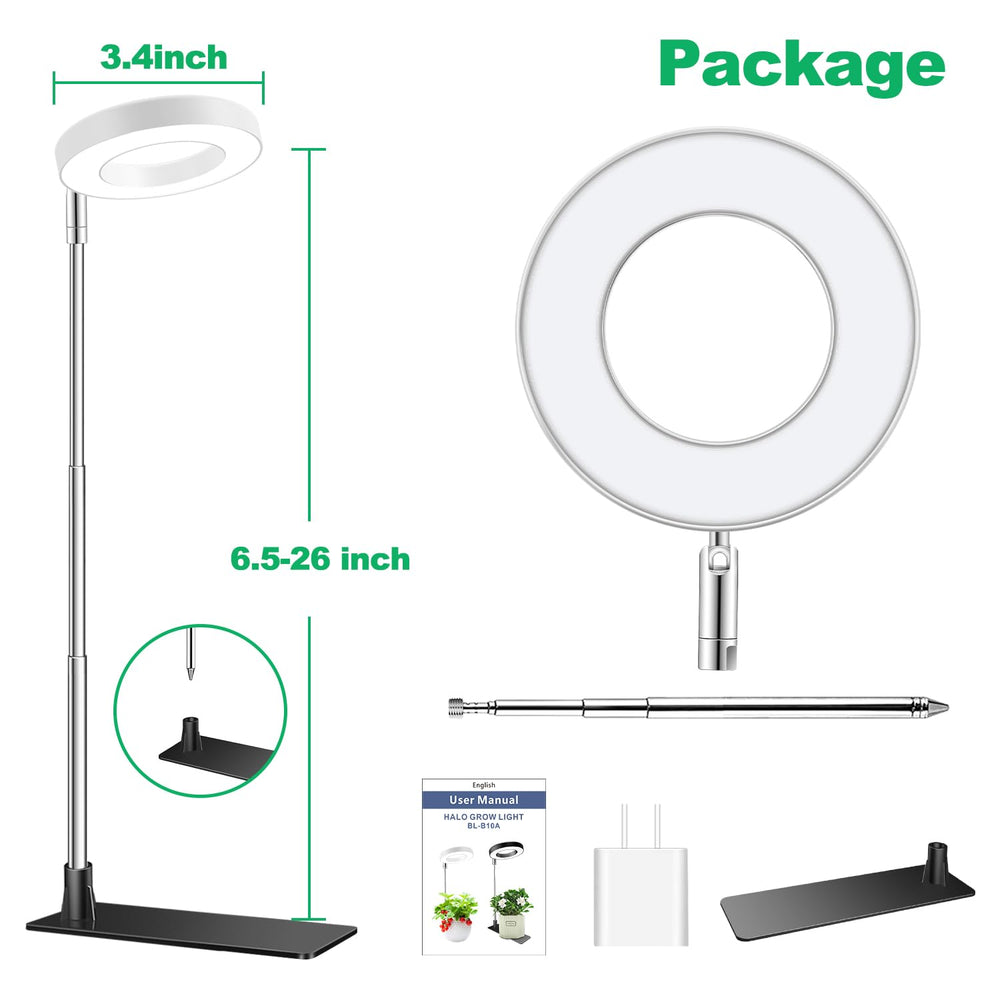 Aokrean Halo Grow Light user manual and components