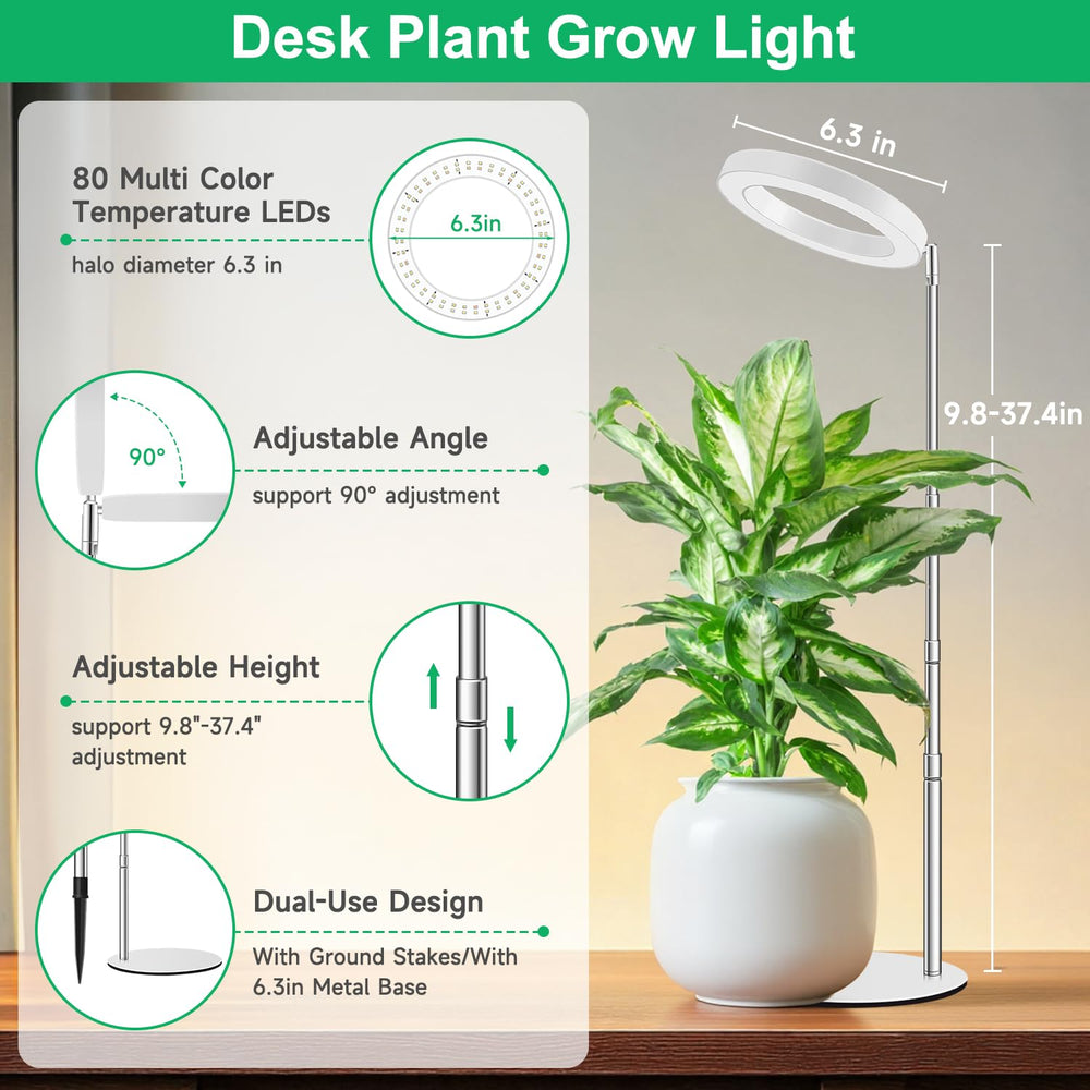 Aokrean Halo Grow Light with timer settings displayed