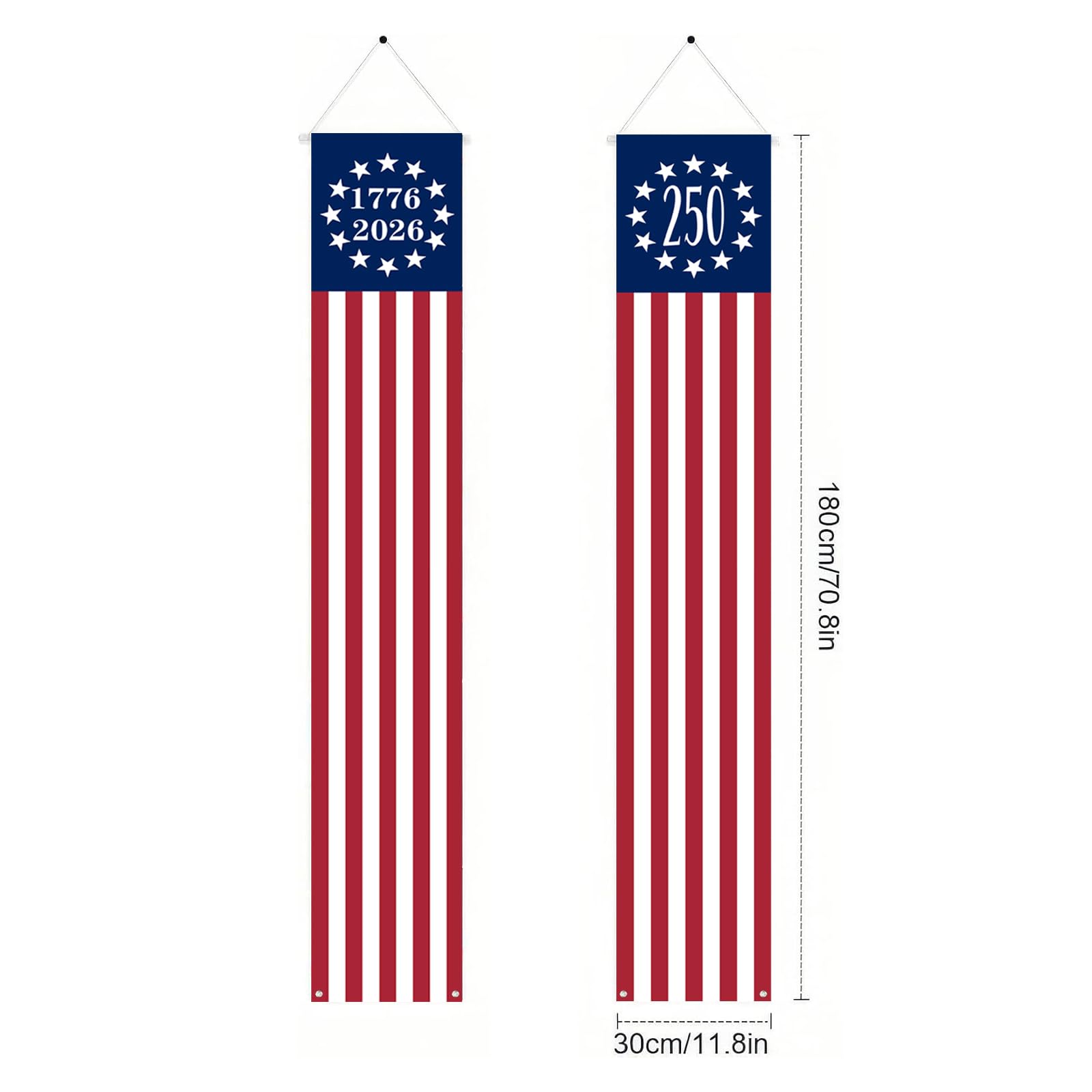 aolime 250th Anniversary American Flag Banner hanging outdoors