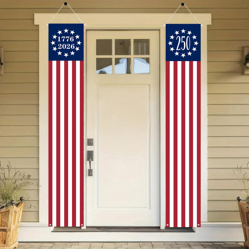 aolime 250th Anniversary American Flag Banner with rod and string