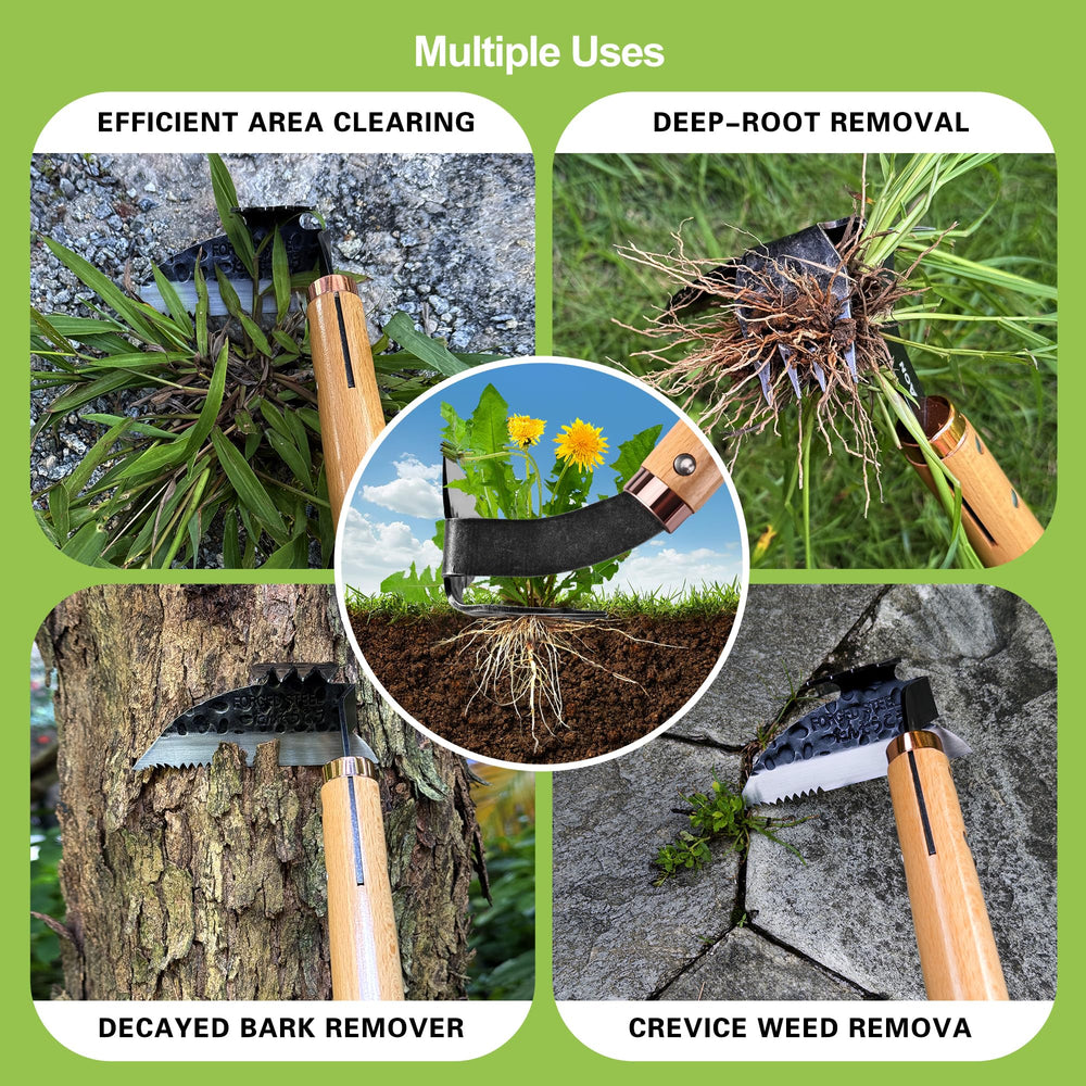 AON Japanese gardening tool in action uprooting weeds