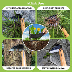 AON Japanese gardening tool in action uprooting weeds