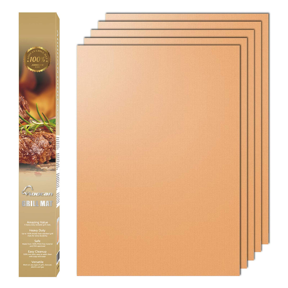 Aoocan Copper Grill Mat Set of 5 front view