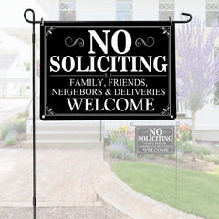 AOOCY No Soliciting Sign front view with 28-inch stake